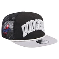 Men's New Era Black Los Angeles Dodgers Throwback Meshback Golfer Hat