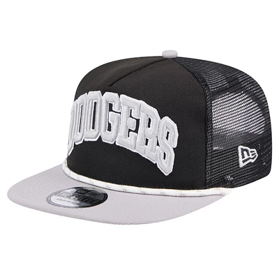 Casquette de golfeur Throwback Meshback des Los Angeles Dodgers New Era noir/gris pour hommes