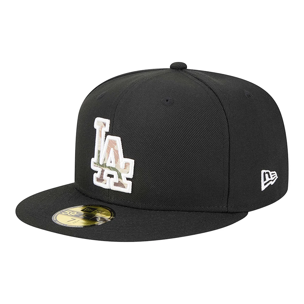 Casquette ajustée 59FIFTY Troop Chant Camo Los Angeles Dodgers de New Era pour homme noire