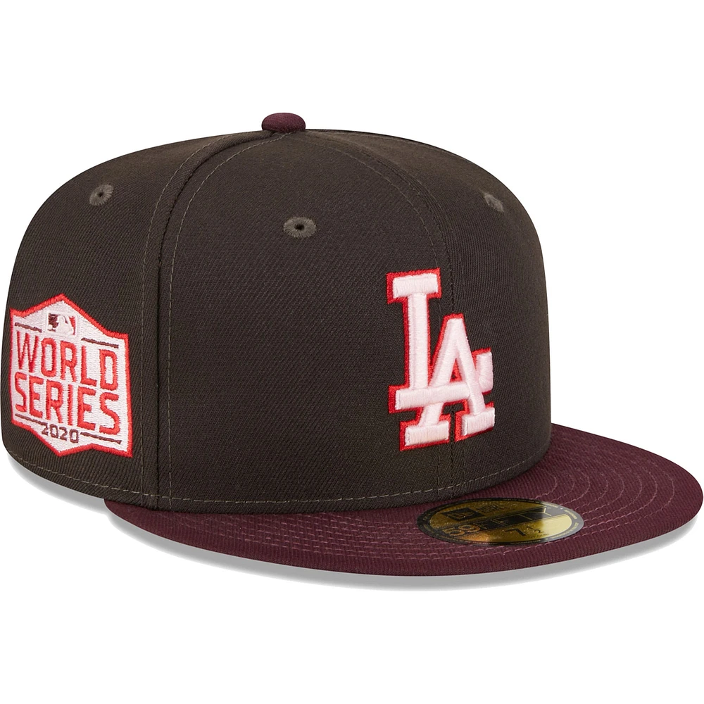 Casquette ajustée 59FIFTY Los Angeles Dodgers Chocolat Fraise New Era pour homme, marron/marron