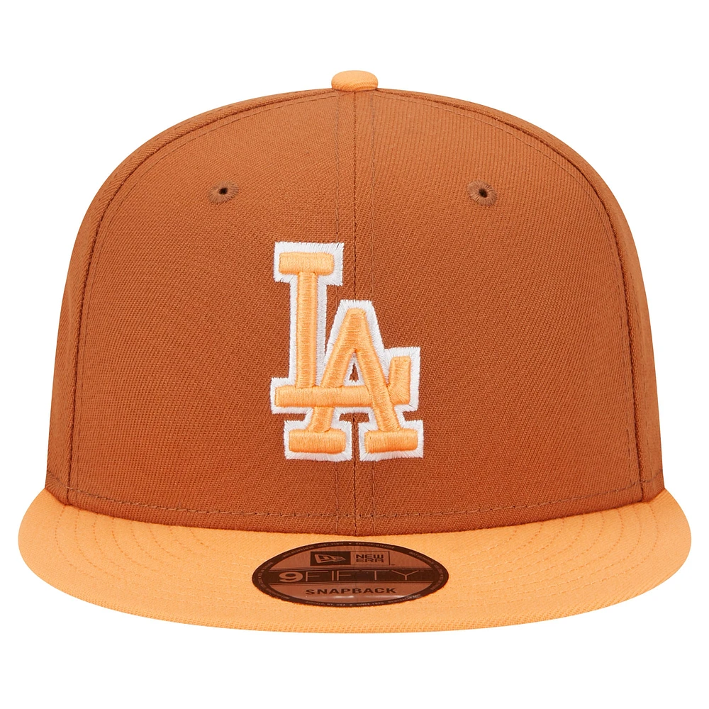 Casquette Snapback 9FIFTY bicolore marron New Era des Los Angeles Dodgers pour hommes