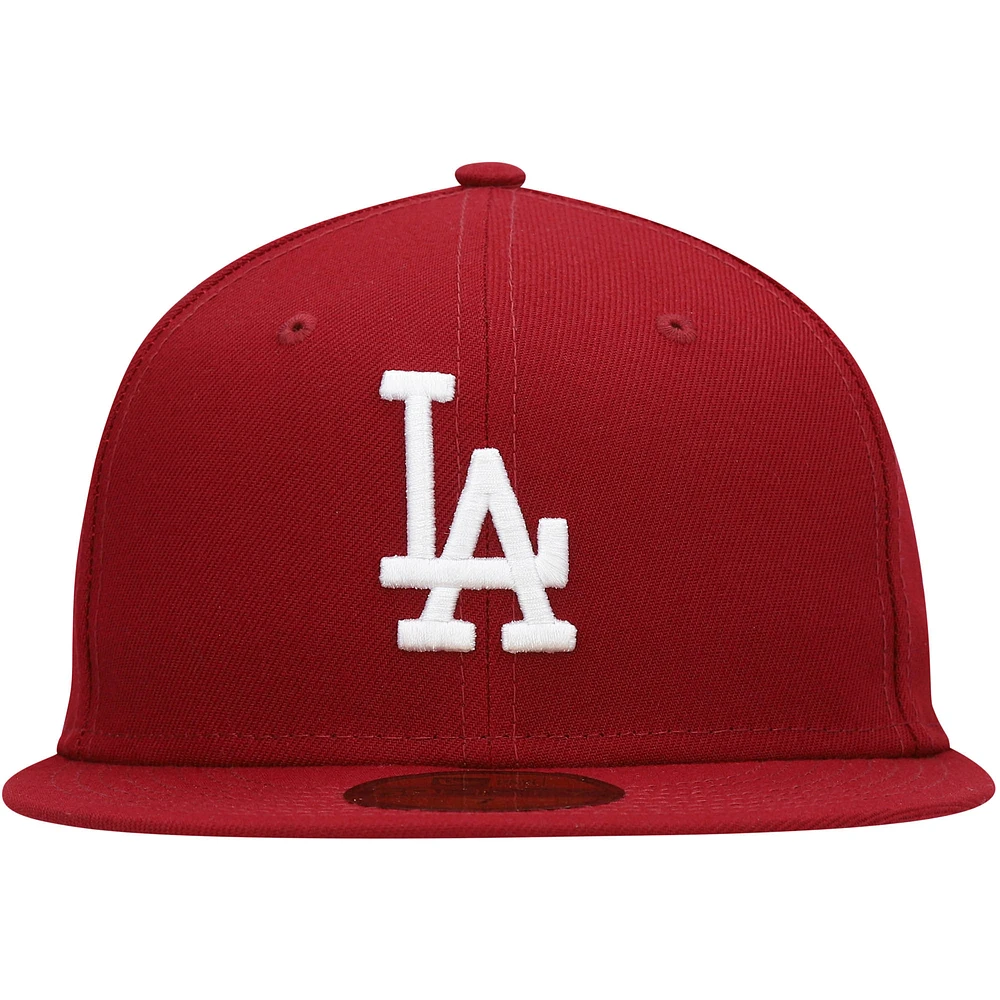 Men's New Era Cardinal Los Angeles Dodgers White Logo 59FIFTY Fitted Hat