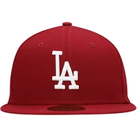 Men's New Era Cardinal Los Angeles Dodgers White Logo 59FIFTY Fitted Hat