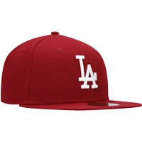 Men's New Era Cardinal Los Angeles Dodgers White Logo 59FIFTY Fitted Hat