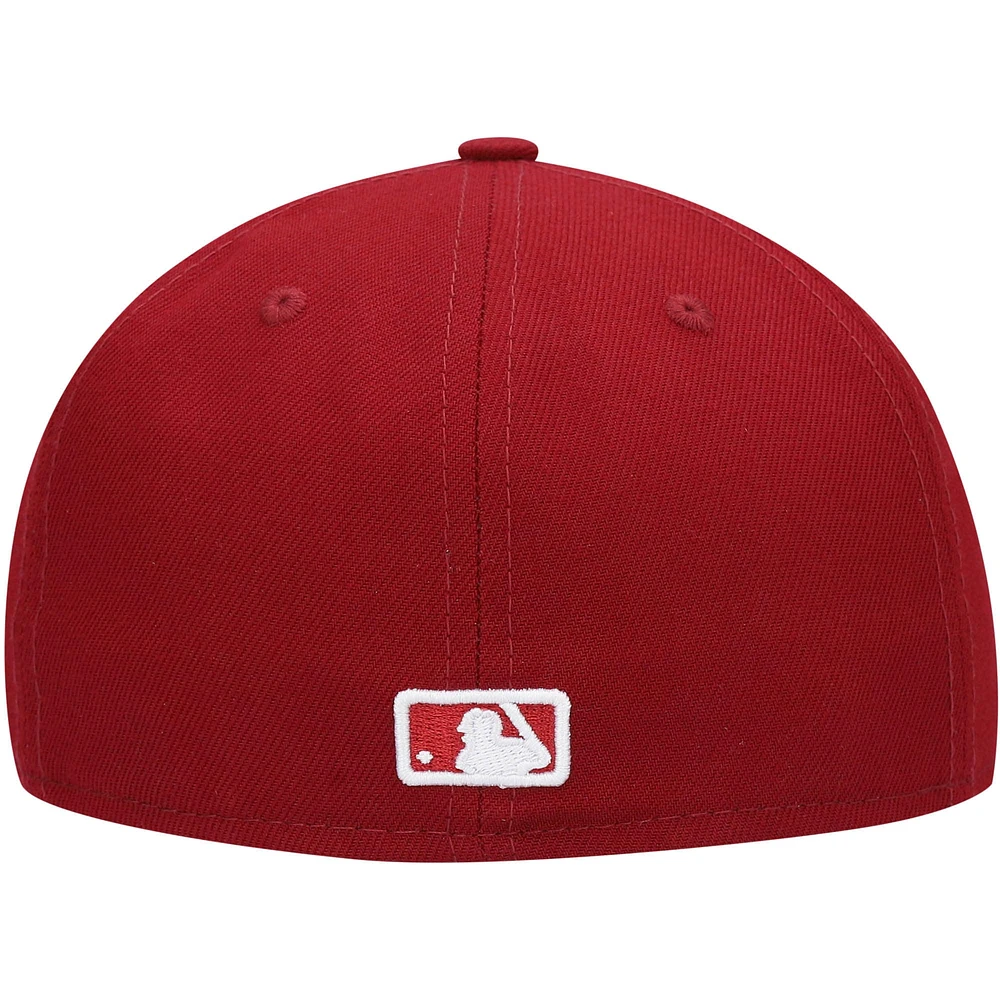 Men's New Era Cardinal Los Angeles Dodgers White Logo 59FIFTY Fitted Hat