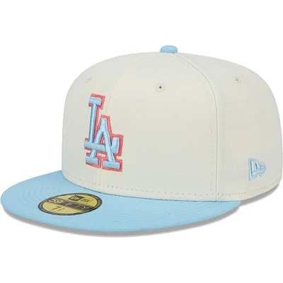 Casquette ajustée 59FIFTY deux tons pour homme des Los Angeles Dodgers New Era, crème/bleu clair