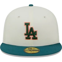 Casquette ajustée New Era 59FIFTY Chrome pour homme des Dodgers de Los Angeles couleur crème