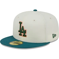 Casquette ajustée New Era 59FIFTY Chrome pour homme des Dodgers de Los Angeles couleur crème