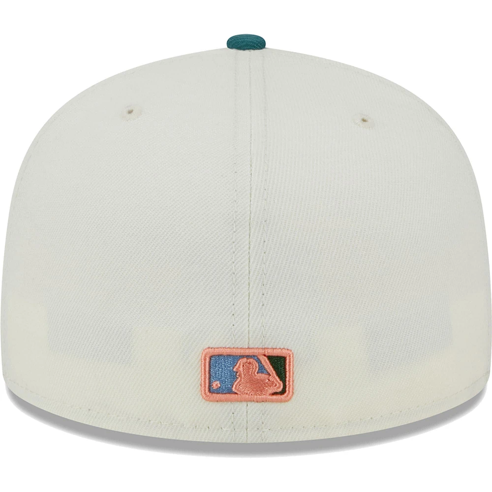 Casquette ajustée New Era 59FIFTY Chrome pour homme des Dodgers de Los Angeles couleur crème