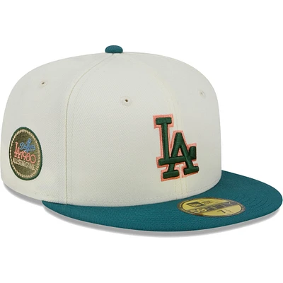 Casquette ajustée New Era 59FIFTY Chrome pour homme des Dodgers de Los Angeles couleur crème