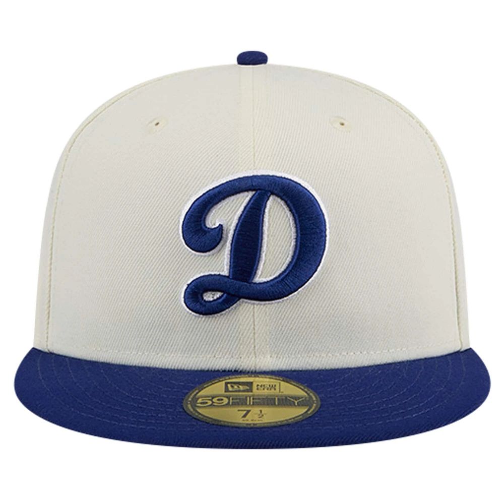 Men's New Era Cream Los Angeles Dodgers Chrome 59FIFTY Fitted Hat