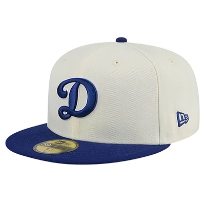 Men's New Era Cream Los Angeles Dodgers Chrome 59FIFTY Fitted Hat