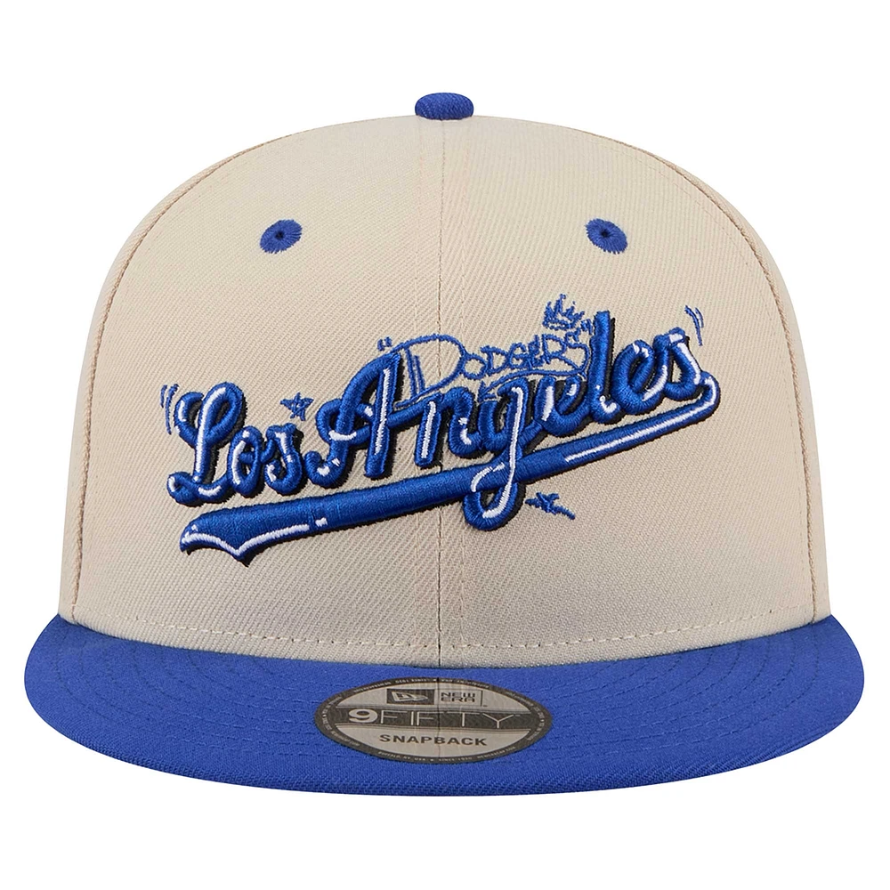 Men's New Era Cream Los Angeles Dodgers Injection Team Art 9FIFTY Adjustable Snapback
 Hat