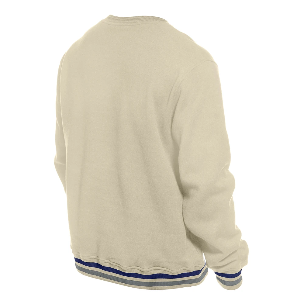Men's New Era Cream Los Angeles Dodgers Throwback Pullover Sweatshirt