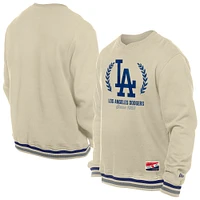 Men's New Era Cream Los Angeles Dodgers Throwback Pullover Sweatshirt