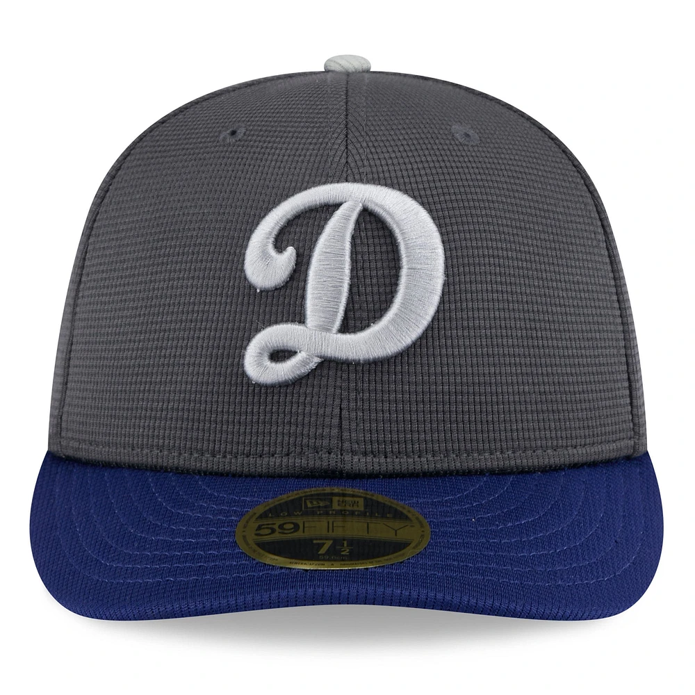 Men's New Era Gray/Royal Los Angeles Dodgers 2025 Batting Practice Low Profile 59FIFTY Fitted Hat