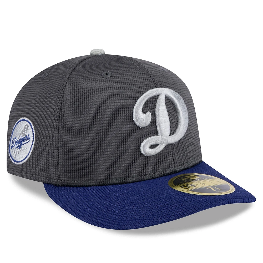 Men's New Era Gray/Royal Los Angeles Dodgers 2025 Batting Practice Low Profile 59FIFTY Fitted Hat