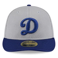 Casquette d'entraînement au bâton à profil bas 59FIFTY pour homme New Era gris/bleu royal Los Angeles Dodgers 2025