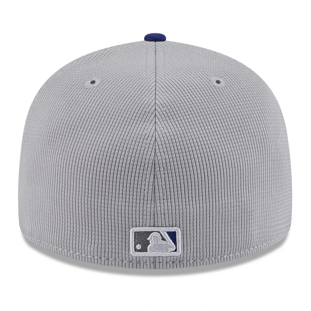 Casquette d'entraînement au bâton à profil bas 59FIFTY pour homme New Era gris/bleu royal Los Angeles Dodgers 2025