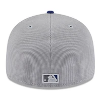 Casquette d'entraînement au bâton à profil bas 59FIFTY pour homme New Era gris/bleu royal Los Angeles Dodgers 2025