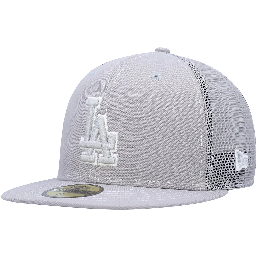 Casquette ajustée 59FIFTY pour entraînement au bâton sur le terrain des Dodgers de Los Angeles 2023 New Era grise homme