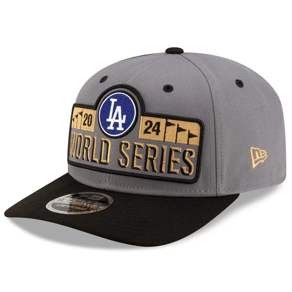 Casquette extensible à boutons-pression 9SEVENTY pour homme des Los Angeles Dodgers 2024 National League Champions Locker Room de New Era grise