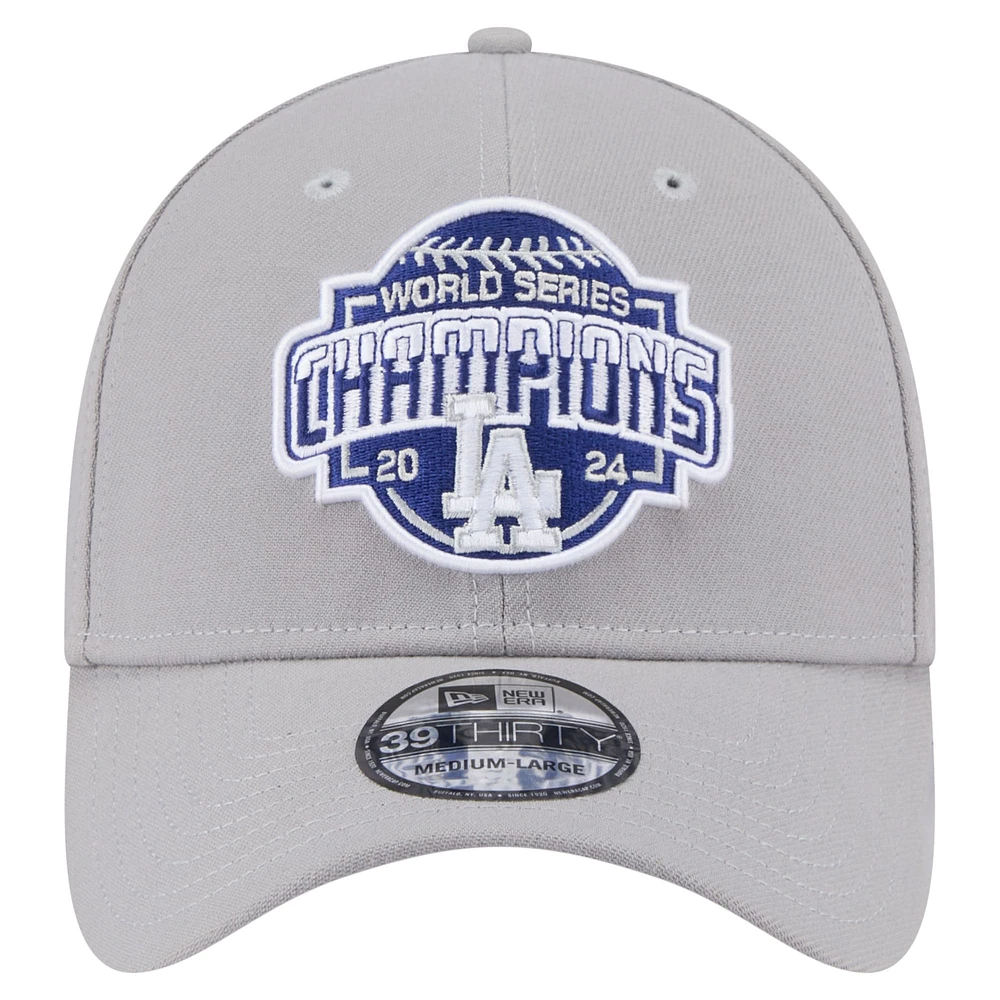 Men's New Era  Gray Los Angeles Dodgers 2024 World Series Champions 39THIRTY Flex Hat