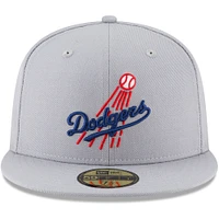 Casquette ajustée 59FIFTY en laine grise des Dodgers de Los Angeles pour homme New Era Cooperstown Collection