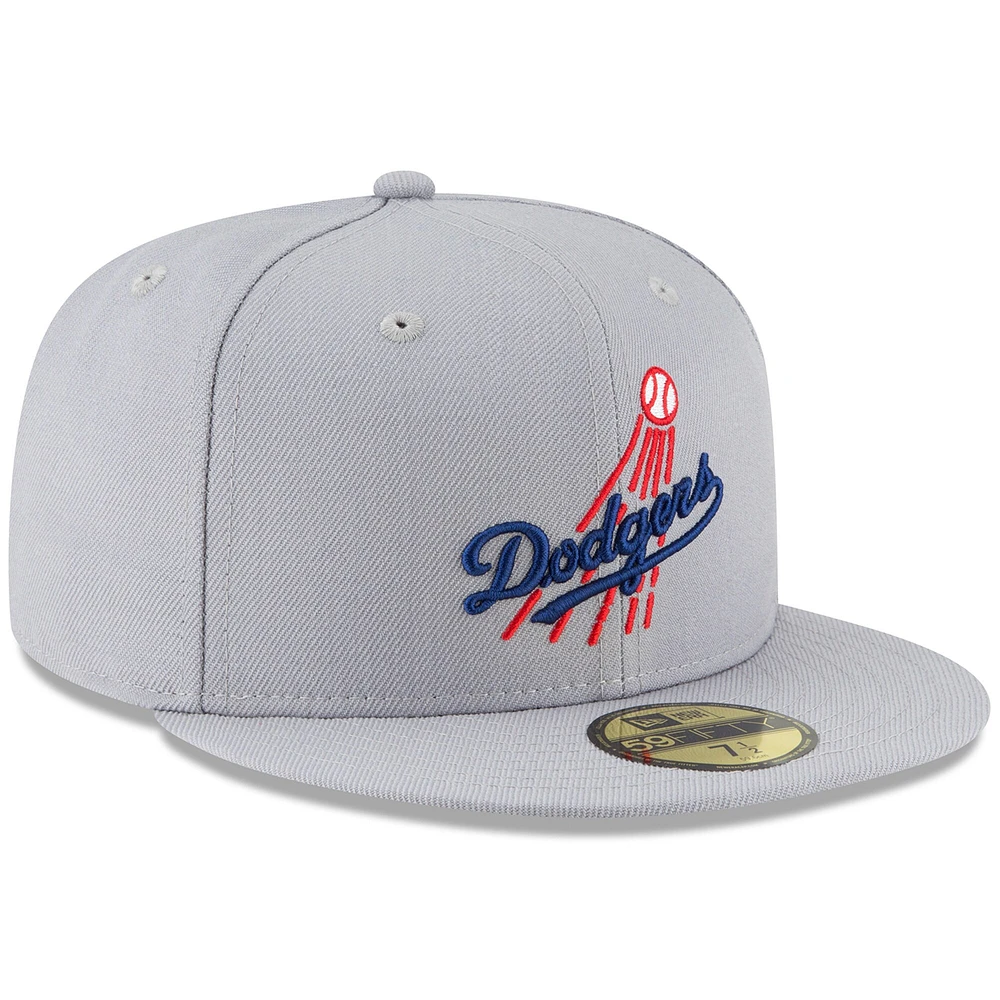 Casquette ajustée 59FIFTY en laine grise des Dodgers de Los Angeles pour homme New Era Cooperstown Collection