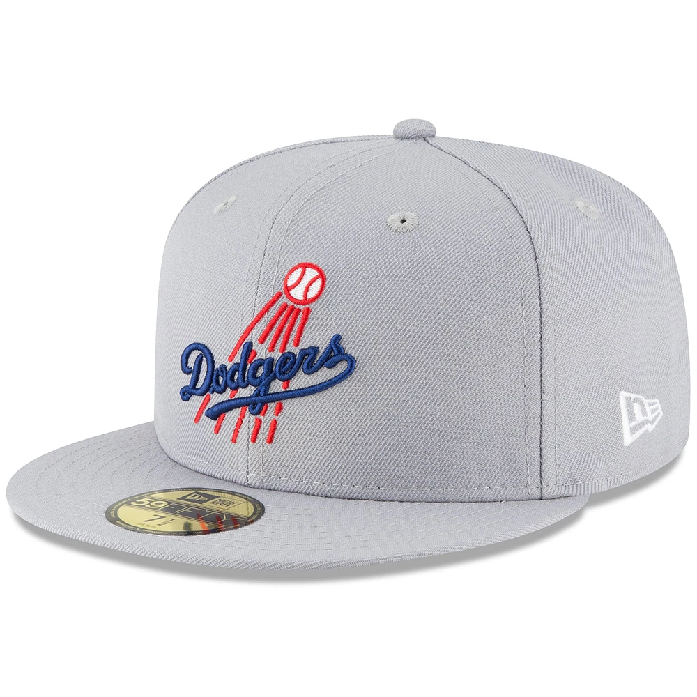 Casquette ajustée 59FIFTY en laine grise des Dodgers de Los Angeles pour homme New Era Cooperstown Collection