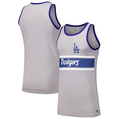 Débardeur Ringer en jersey gris Los Angeles Dodgers New Era pour hommes