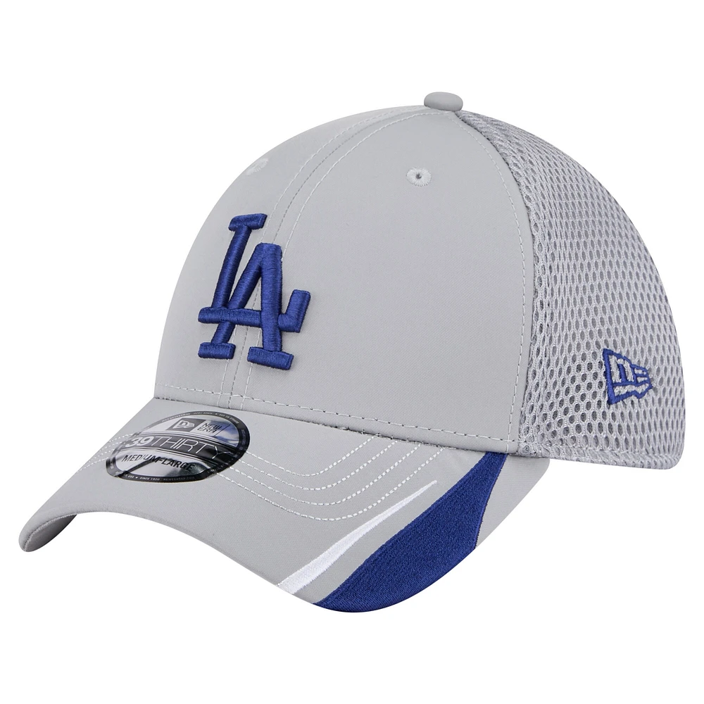 Casquette Linear 39THIRTY Flex-Fit grise pour homme des Los Angeles Dodgers de New Era