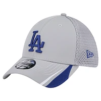 Casquette Linear 39THIRTY Flex-Fit grise pour homme des Los Angeles Dodgers de New Era