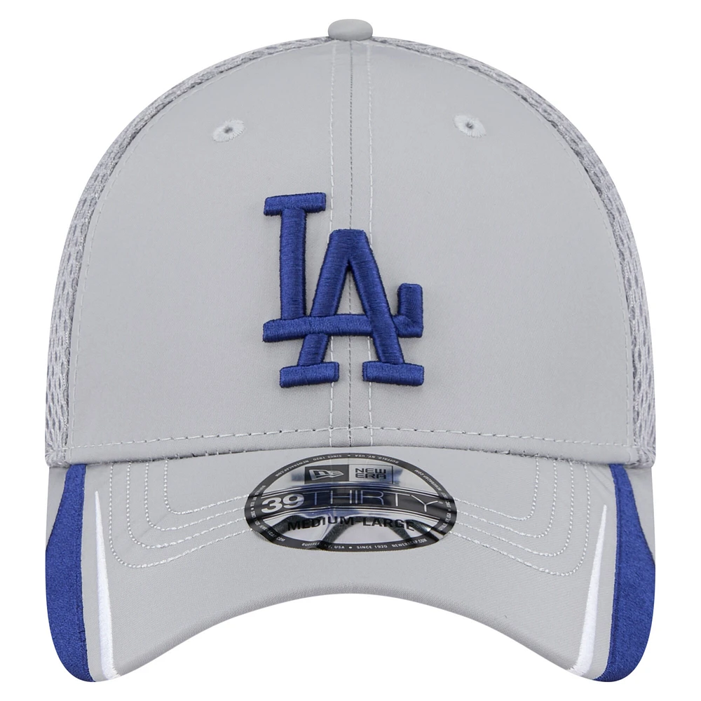 Casquette Linear 39THIRTY Flex-Fit grise pour homme des Los Angeles Dodgers de New Era