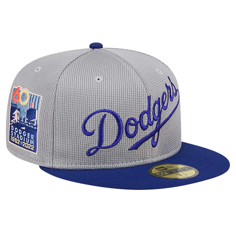 Casquette ajustée 59FIFTY en maille Pivot des Los Angeles Dodgers New Era pour hommes, grise