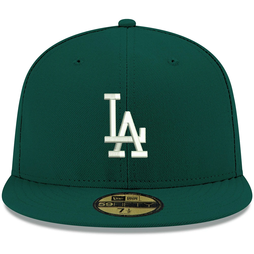 Men's New Era Green Los Angeles Dodgers White Logo 59FIFTY Fitted Hat