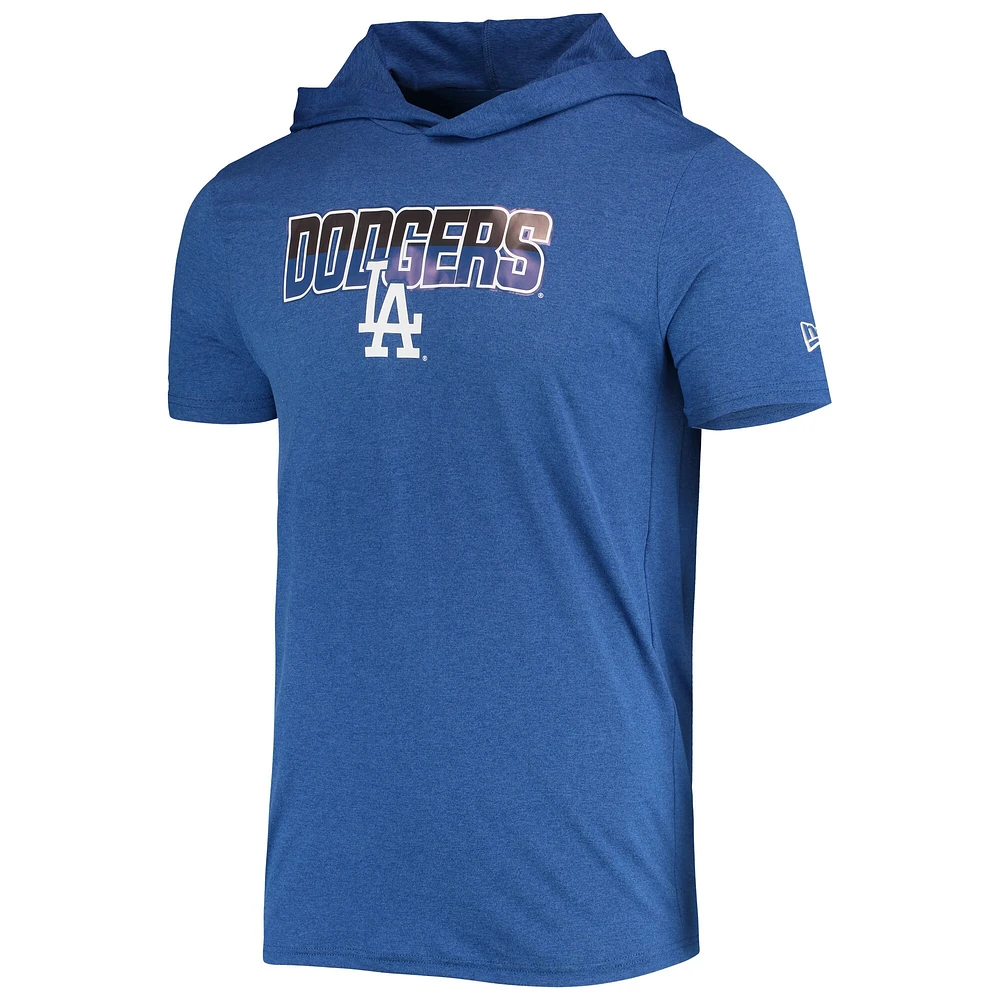 T-shirt à capuche New Era Heathered Royal Los Angeles Dodgers pour homme