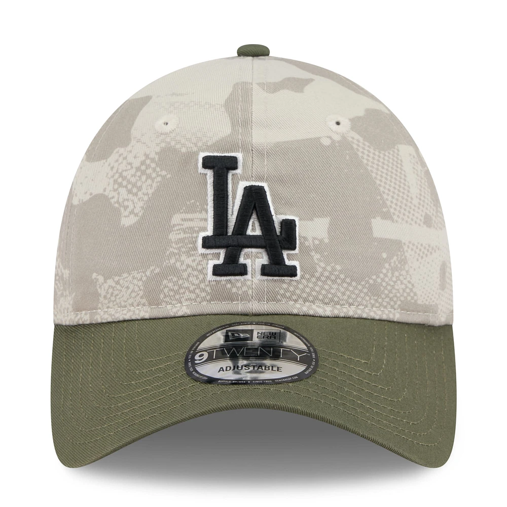 Men's New Era Light Beige/Olive Los Angeles Dodgers 2025 Armed Forces Day 9TWENTY Adjustable Hat