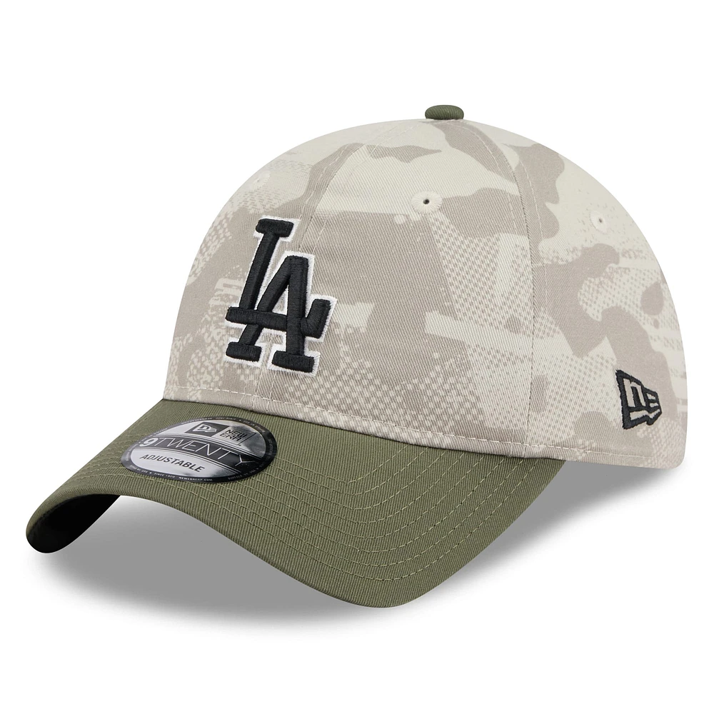 Men's New Era Light Beige/Olive Los Angeles Dodgers 2025 Armed Forces Day 9TWENTY Adjustable Hat