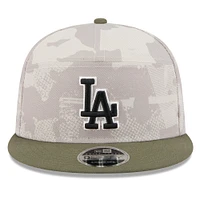 Men's New Era Light Beige/Olive Los Angeles Dodgers 2025 Armed Forces Day Split Panel 9FIFTY Snapback Hat