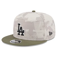 Men's New Era Light Beige/Olive Los Angeles Dodgers 2025 Armed Forces Day Split Panel 9FIFTY Snapback Hat