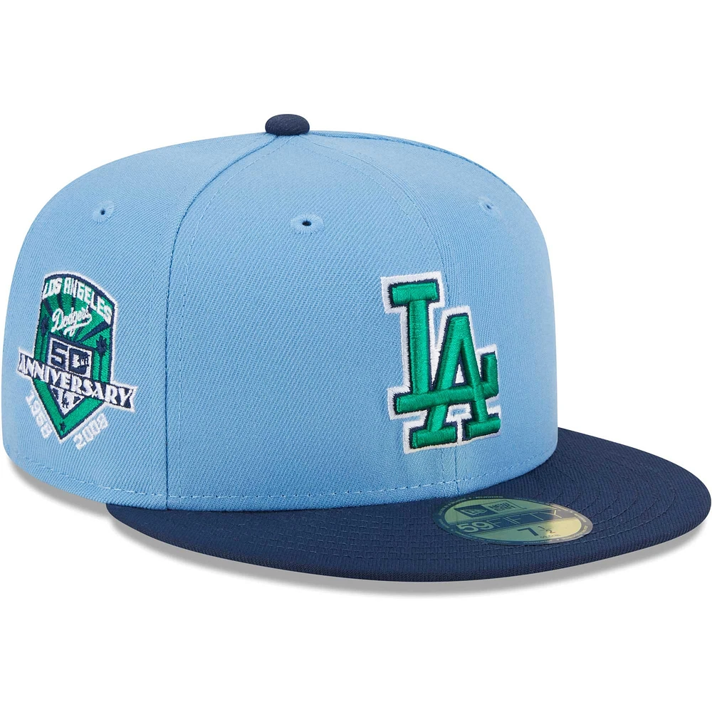 Casquette ajustée 59FIFTY pour homme avec sous-visière verte Los Angeles Dodgers New Era bleu clair/bleu marine