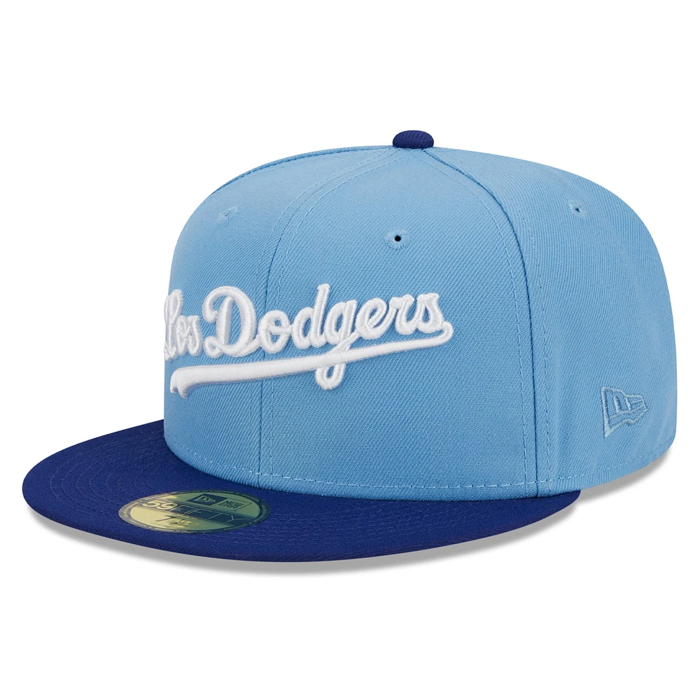 Casquette ajustée 59FIFTY Retro City Collection Cooperstown des Los Angeles Dodgers New Era pour homme, bleu clair