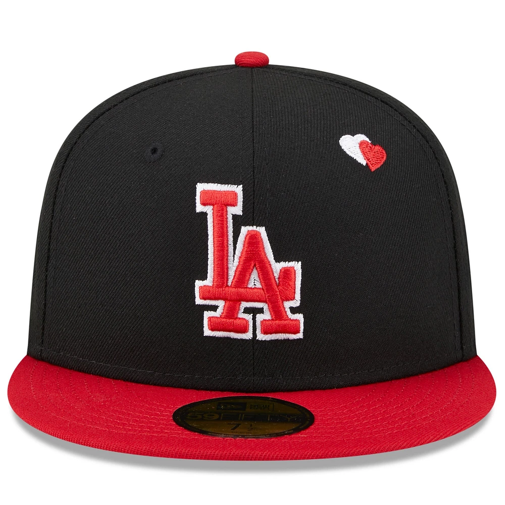 Casquette ajustée noire Love 59FIFTY des Dodgers de Los Angeles New Era pour hommes