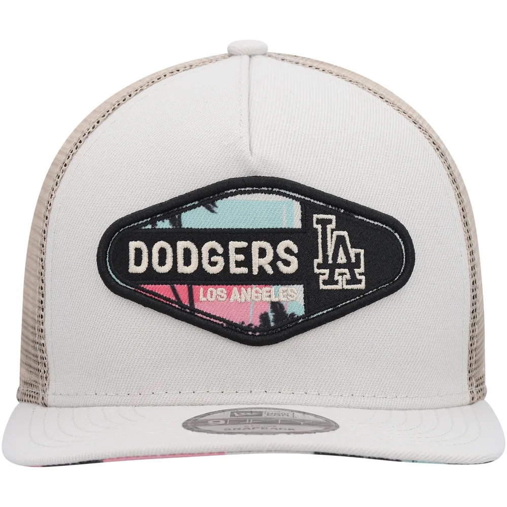 New Era Natural Los Angeles Dodgers Retro Beachin' Patch A-Frame Trucker 9FIFTY Snapback Hat