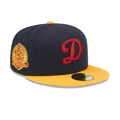 New Era Men's Royal, Red Los Angeles Dodgers Logo Primary Jewel Gold  Undervisor 59FIFTY Fitted Hat