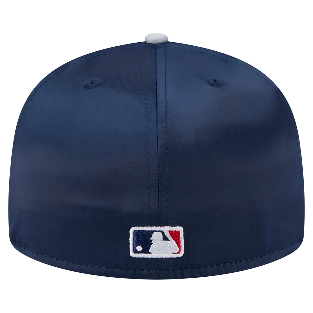 Casquette ajustée New Era 59FIFTY en satin bleu marine/gris des Dodgers de Los Angeles pour homme