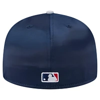 Casquette ajustée New Era 59FIFTY en satin bleu marine/gris des Dodgers de Los Angeles pour homme