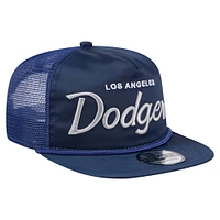Men's New Era Navy Los Angeles Dodgers Retro Satin Script Golfer Adjustable Hat