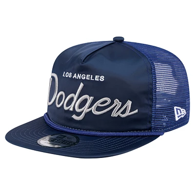 Men's New Era Navy Los Angeles Dodgers Retro Satin Script Golfer Adjustable Hat